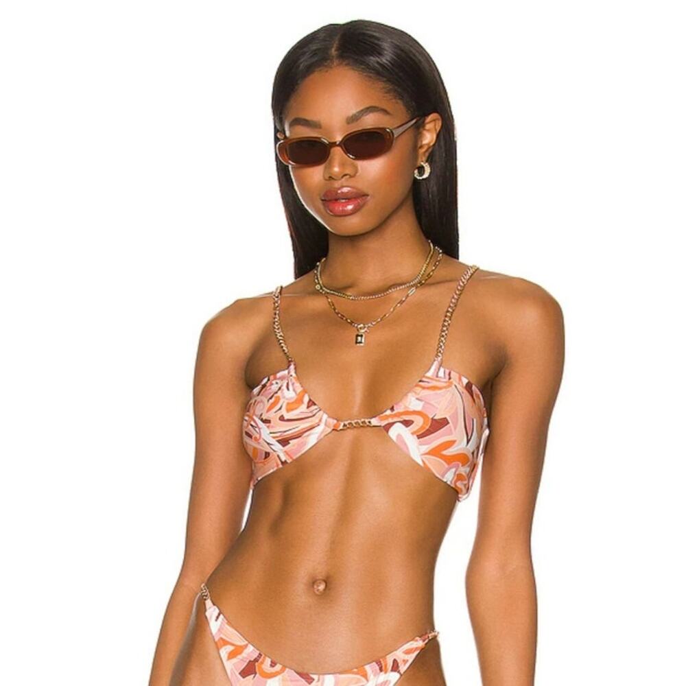 L*Space X TESSA BROOKS Sammie Bikini Top in Psychedelic Summer Size Small NWT
